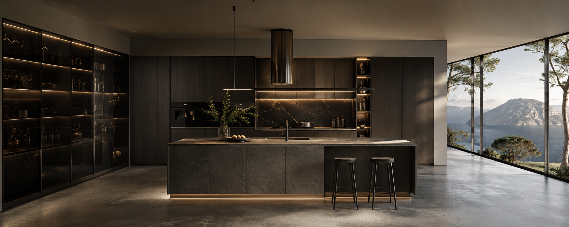 Contemporary cabinetry wall with integrated storage